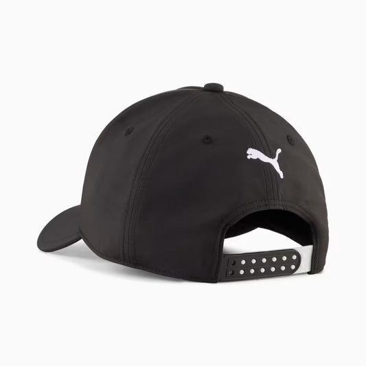 Parte posterior del jockey PUMA BMW M Motorsport negro con logo PUMA y cierre snapback