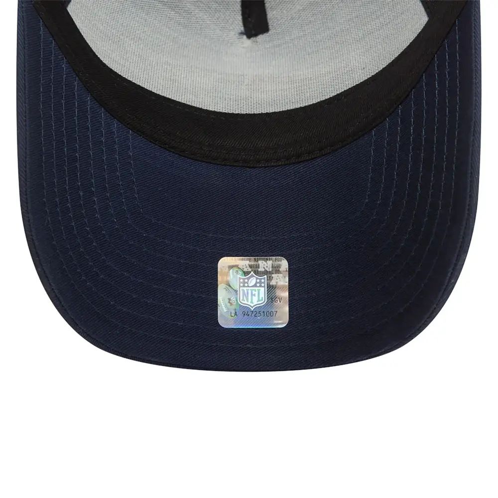 Interior de la visera del jockey New Era Patriots NFL 9FORTY E-Frame azul con sello de autenticidad