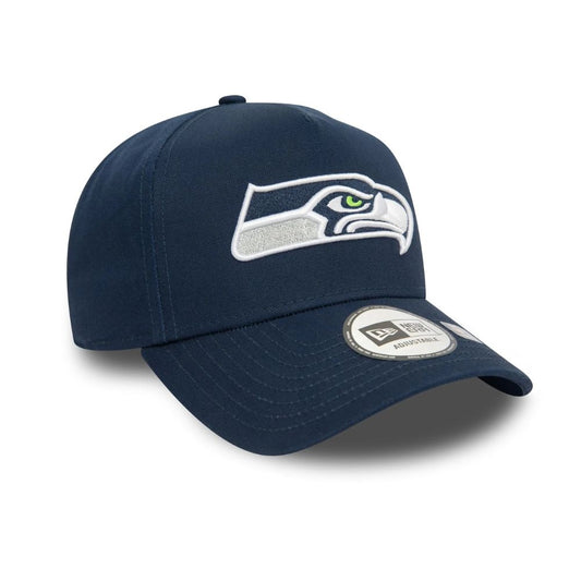 Jockey New Era Seattle Seahawks 9FORTY azul marino, vista diagonal con visera precurvada