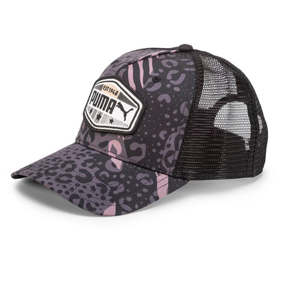 Jockey Puma Trucker Animal Print negro Dark 024764-04, vista frontal en ángulo