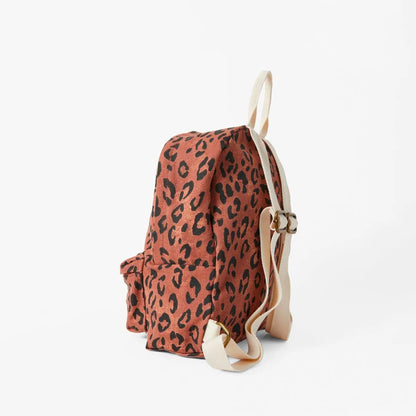 Mochila Billabong Mujer Mini Mama Canvas Animal Print, detalle de compartimentos y cierres