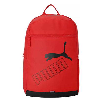 Mochila Puma Phase II Unisex 07995218, detalle del material y logo