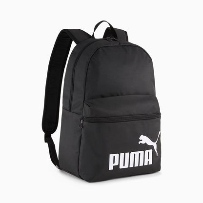 Mochila Puma Phase III Backpack Negro, vista frontal en ángulo