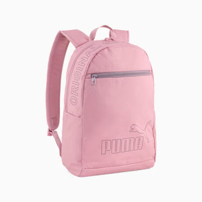 Mochila Puma Phase II rosado intenso, vista frontal en ángulo