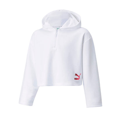 Polerón Puma Cropped Hoodie Blanco Juvenil 13-14 Años, vista frontal