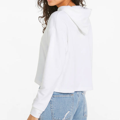 Polerón Puma Cropped Hoodie Blanco Juvenil 13-14 Años, vista lateral