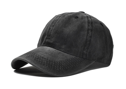 Gorra de béisbol La Cap Company Mezclilla Negro, vista frontal en ángulo